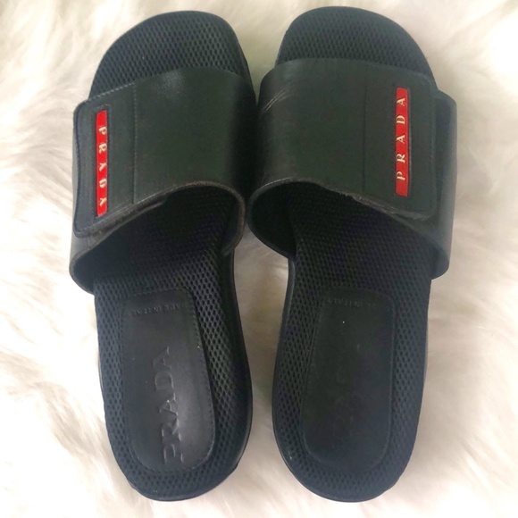 Prada Men's Slides Black Size 6 Velcro Fastener. - Picture 2 of 13